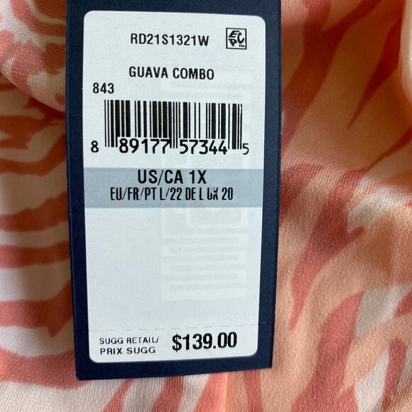 Rachel Roy Crossover Flutter Sleeve Maxi Dress Women 1X Abstract Print Guava NWT - Picture 7 of 12